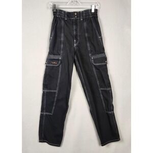 BDG Relaxed Skate Jeans Womens 26 Black Contrast Stitch Cargo Urban Outfitters